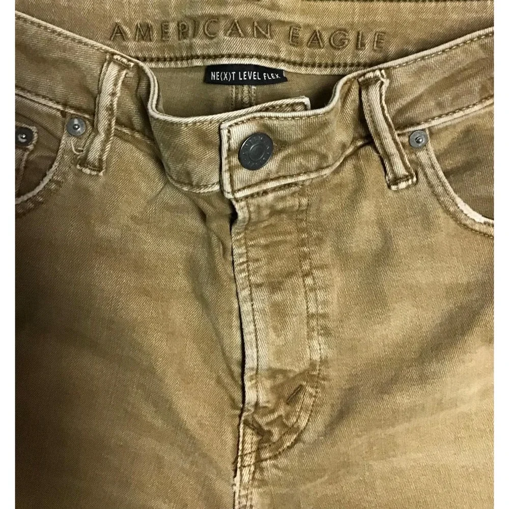 American Eagle Next Level Flex Slim Jeans Mens 33x30 Khaki Tan Stretch Denim